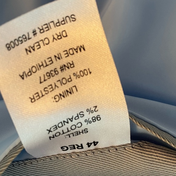 JF J Ferrar Men’s sky blue cloud blazer jacket stretch slim fit 2 button. 44R - Picture 4 of 4